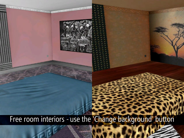 new room interiors, African and Roman style in 3D sex game AChat
