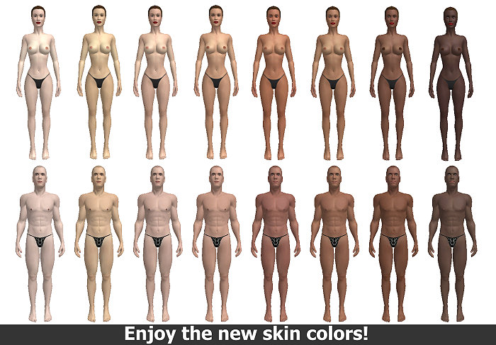 skin colors for men and women in 3D sex game AChat