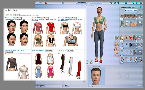 3D sex game shop and character editor in AChat