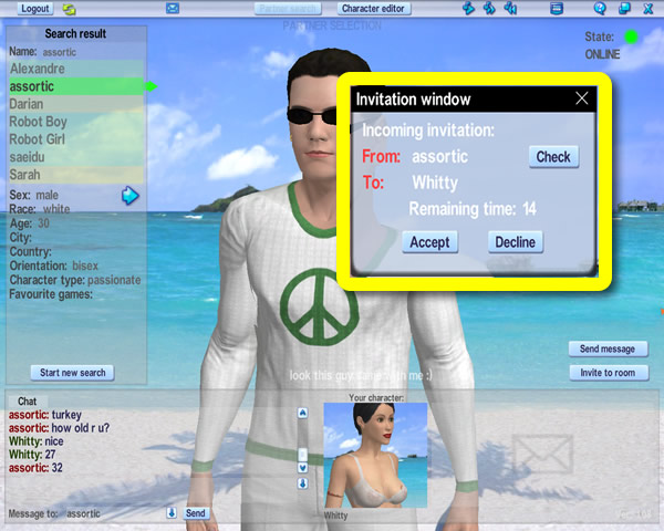 easy start sex game, invite to private room