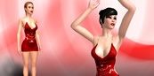 Red dress with hh mules - From Marilyn's Fashion - clothes added to adult 3D set