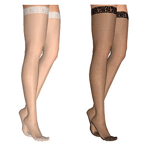 Black and white net stockings, classic look
