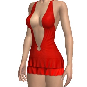 Costume with hot red mini