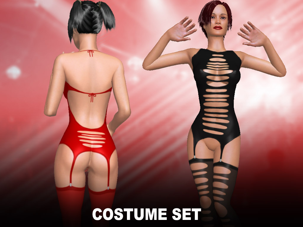 Costume set - Sexy black and red, shows great parts of your woman