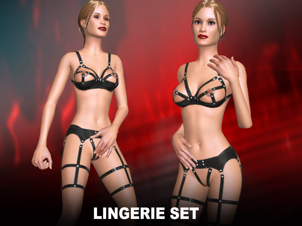 Lingerie Set made from leather and metal pieces For hot sex game