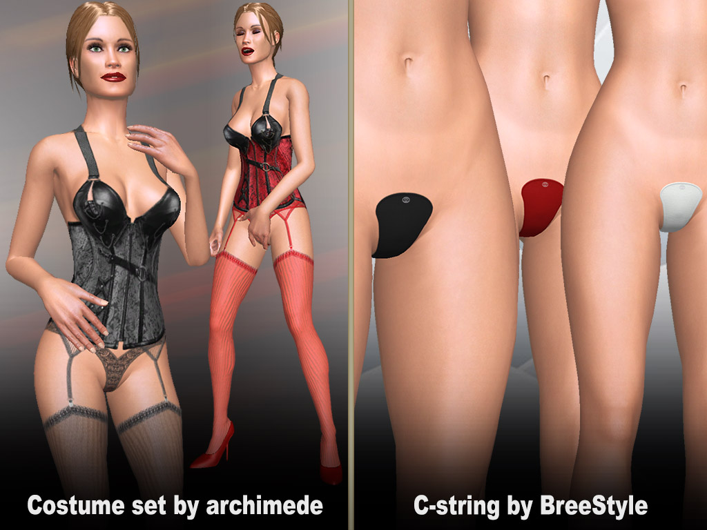 costumes sets for sexy ladies and C-Strings in 3 colors