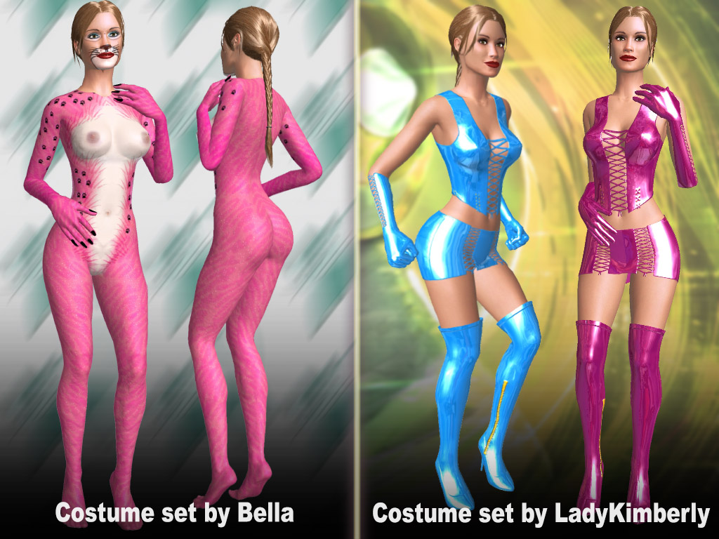 In AChat sex game, added cloth: Female Cat Costume set and another one made from glossy material