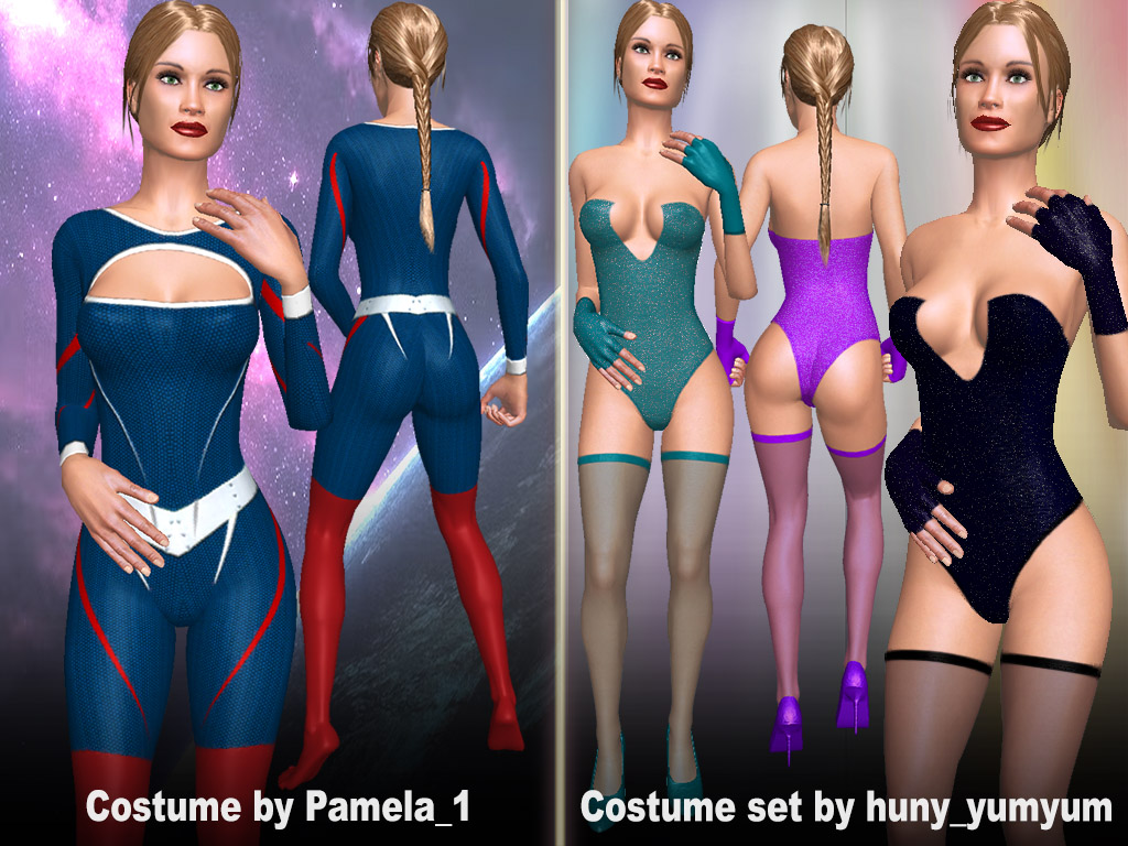 Superman-like Costume set suitable for role plays and sexy dress with gloves