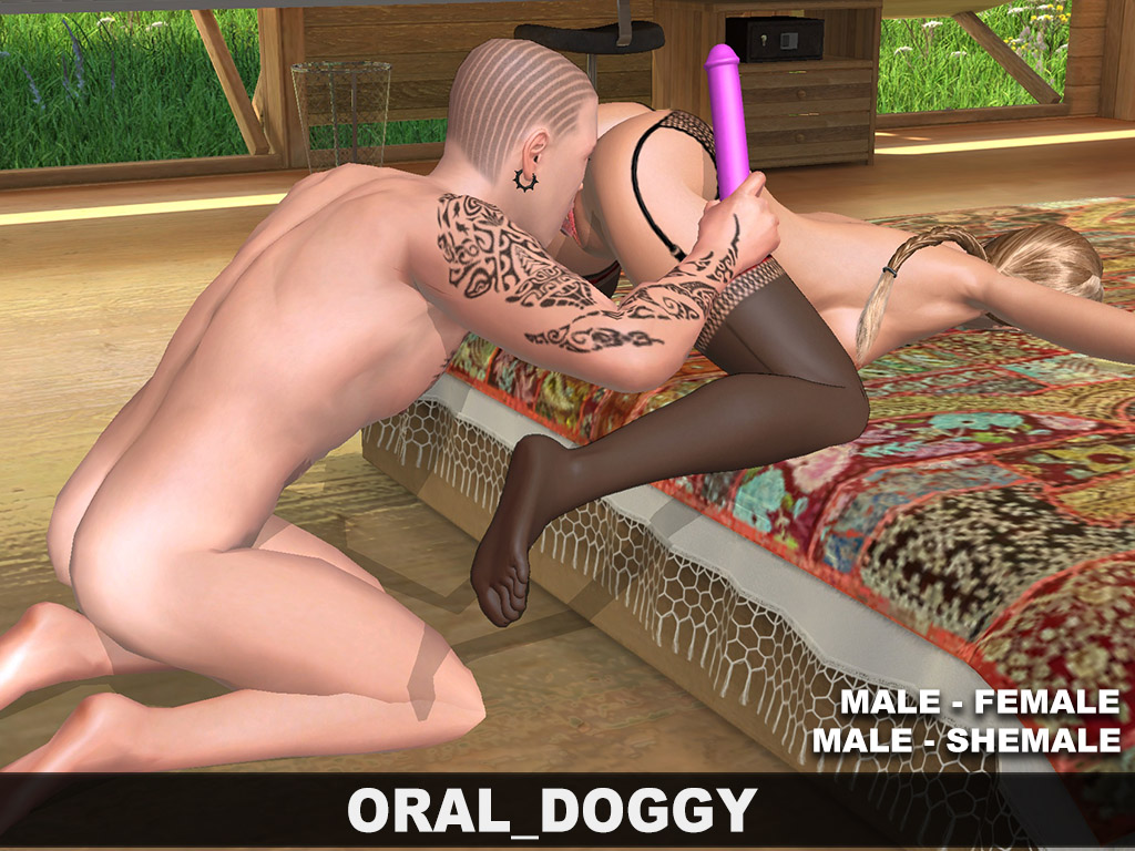 AChat update #1203: Oral doggy Lick your lover sex chat scene where a man licks a woman from behind