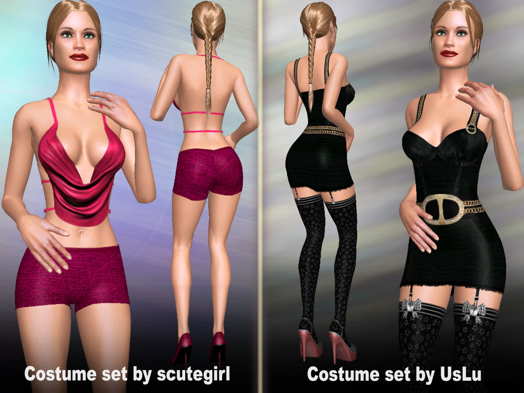 female Costume sets in red and black colors, update #1236