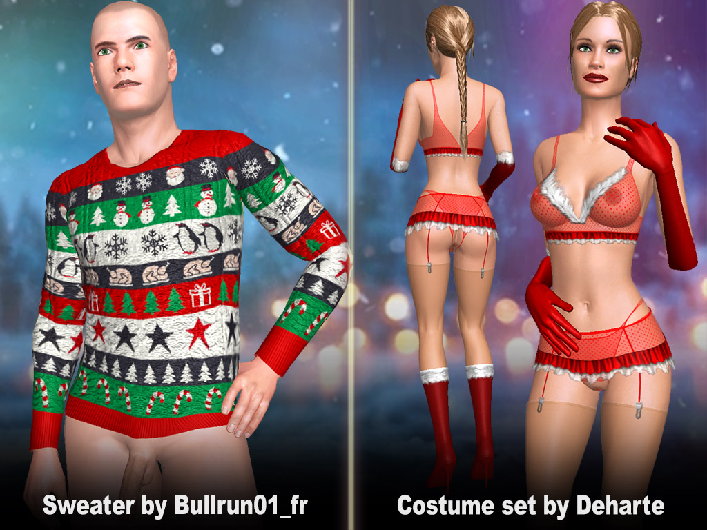 seasons wearing Costume set and Sweater styled for holiday sex