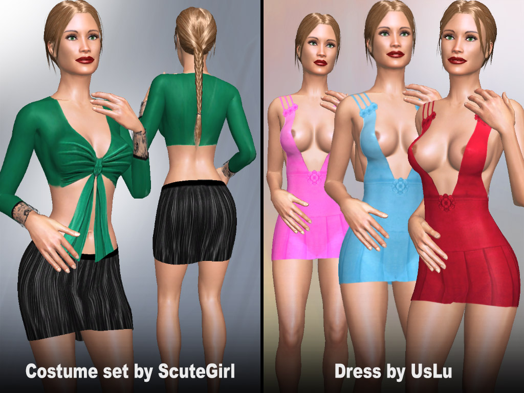 Home 6 Update #1834: Costume set and Sexy Dresses made by users ScuteGirl and UsLu
