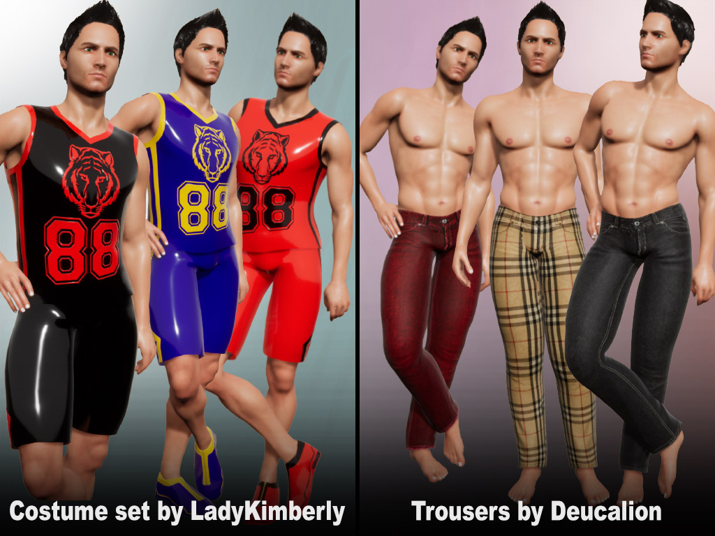 Home 3 Update #1851: Costume sets and Trousers made by users LadyKimberly and Deucalion